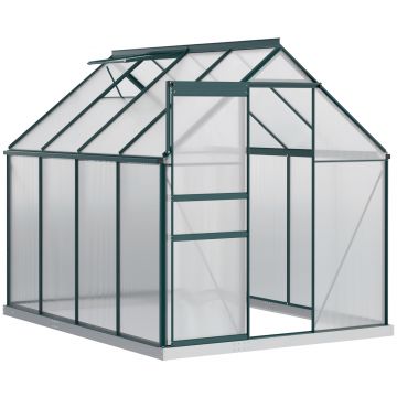 Outsunny Sera pentru plante din aluminiu kit sera de gradina walk-in din policarbonat cu ventilatie, Verde | Aosom Romania