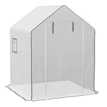 Outsunny Acoperiș de Înlocuire pentru Seră Walk-in din PE cu Ușă Rulabilă și Ferestre, 140 x 143 x 190cm, Alb | Aosom Romania