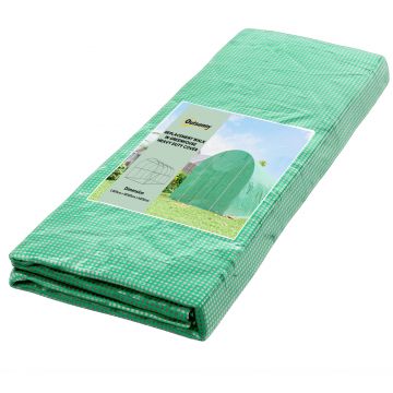 Outsunny Folie pentru seră 4 x 2 m, folie de grădină impermeabilă cu ușă, 8 ferestre, protecție UV, rezistentă la rupere, polietilenă, verde | Aosom Romania