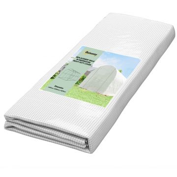 Outsunny Folie pentru seră 4 x 2 m, impermeabilă, învelitoare de grădină cu ușă, 8 ferestre, protecție UV, rezistentă la rupere, polietilenă, albă | Aosom Romania