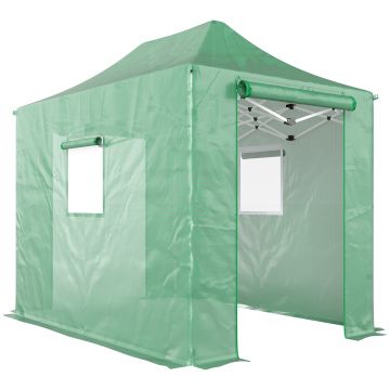 Outsunny Pop Up Seră aprox. 200x300x270 cm pliabilă din folie cu acoperiș în șarpantă, uși și ferestre cu fermoar | Aosom Romania