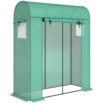 Outsunny Sera de Balcon cu Ușă și Ferestre Rulante, Sera pentru Grădină cu Structură din Oțel și Acoperiș PE, pentru Plante, Legume, Flori, Fructe, Anti UV, 170x68x200 cm, Verde | Aosom Romania
