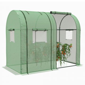 Outsunny Sera de grădină 1,8 m² dim. 1,85L x 0,9l x 1,5H m 2 Uși cu fermoar rulante 4 Ferestre rulante Oțel PE Verde | Aosom Romania